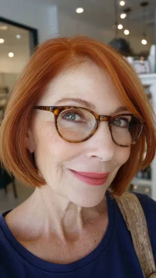 Chic Sleek Red Bob with Subtle Layers