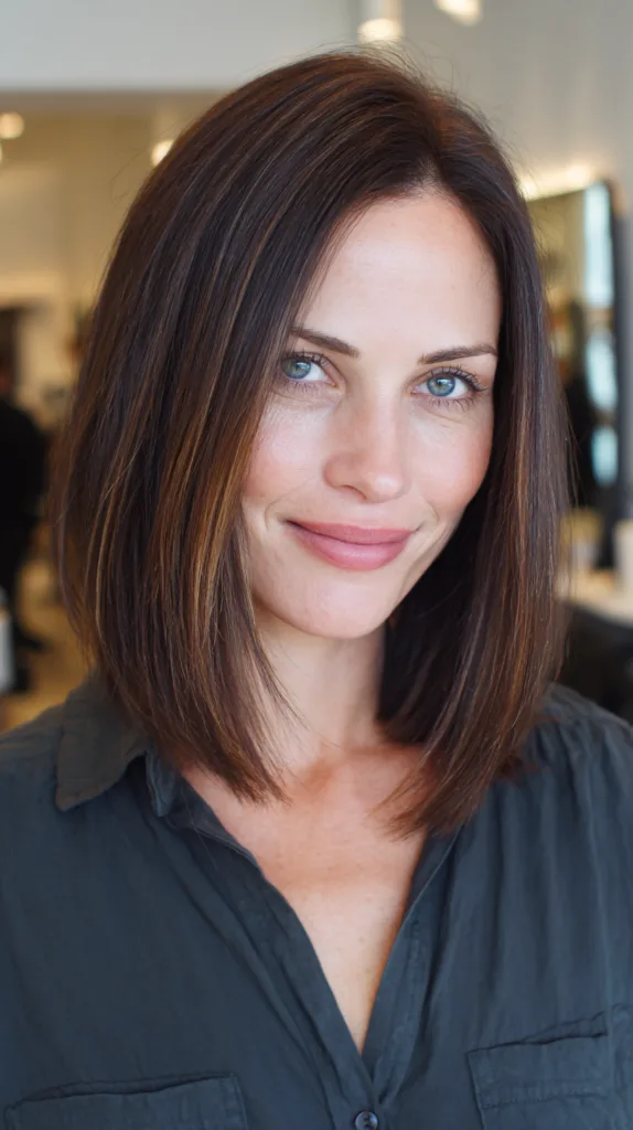 Chic Smooth Lob with Subtle Highlights