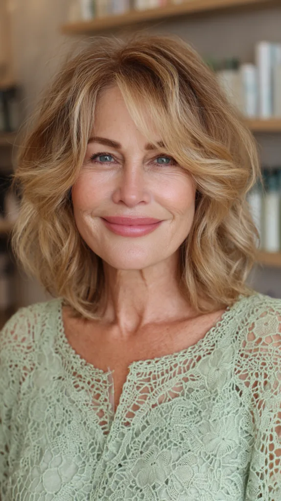 Chic Soft Waves with Subtle Highlights for Mature Women