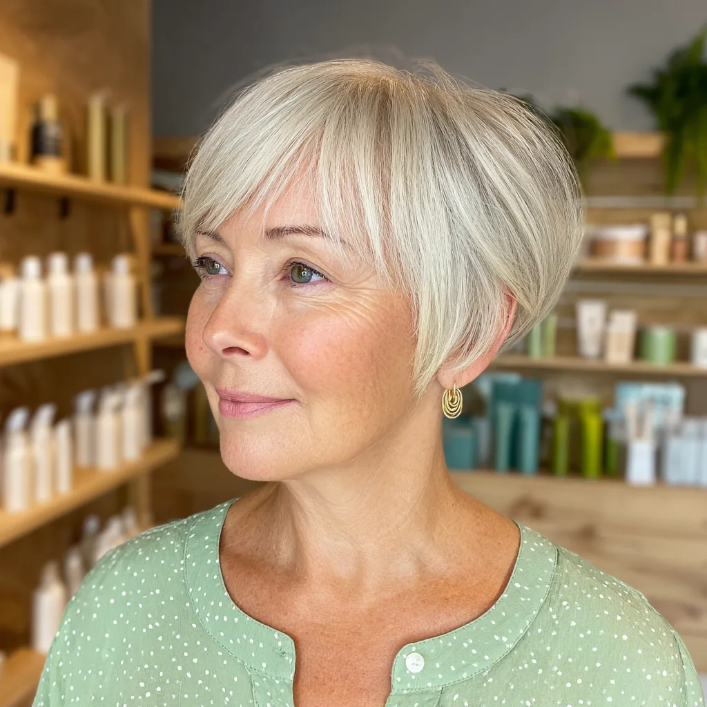 Chic Softly Layered Silver Pixie Cut