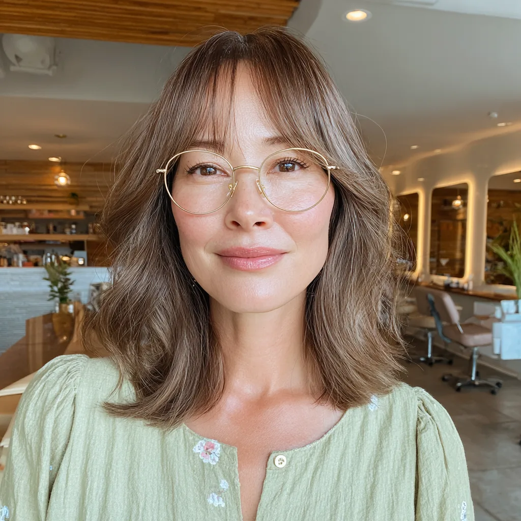 Chic Softly Textured Lob with Birkin Bangs