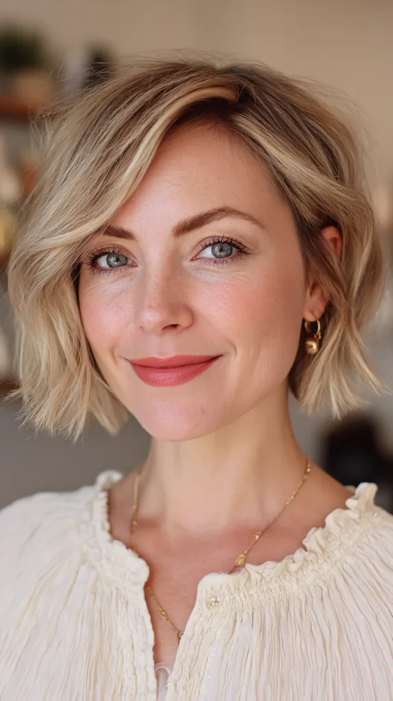 Chic Textured Bob with Light Blonde Tones