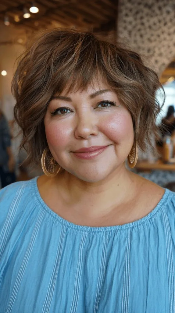 Chic Textured Bob with Long Bangs