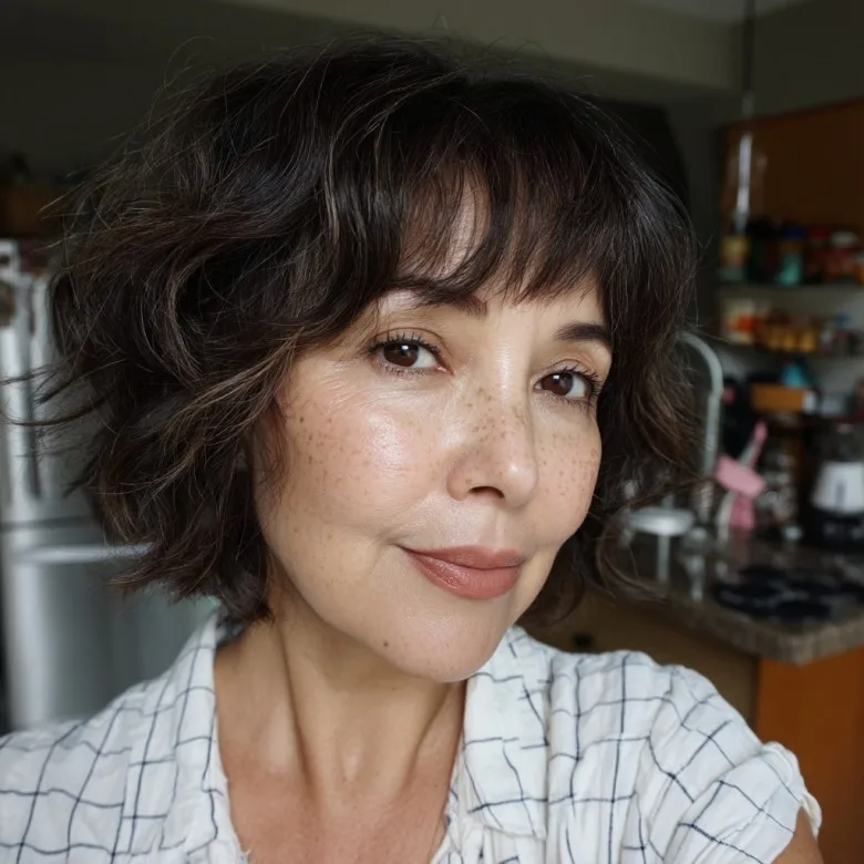 Chic Textured Bob with Playful Bangs