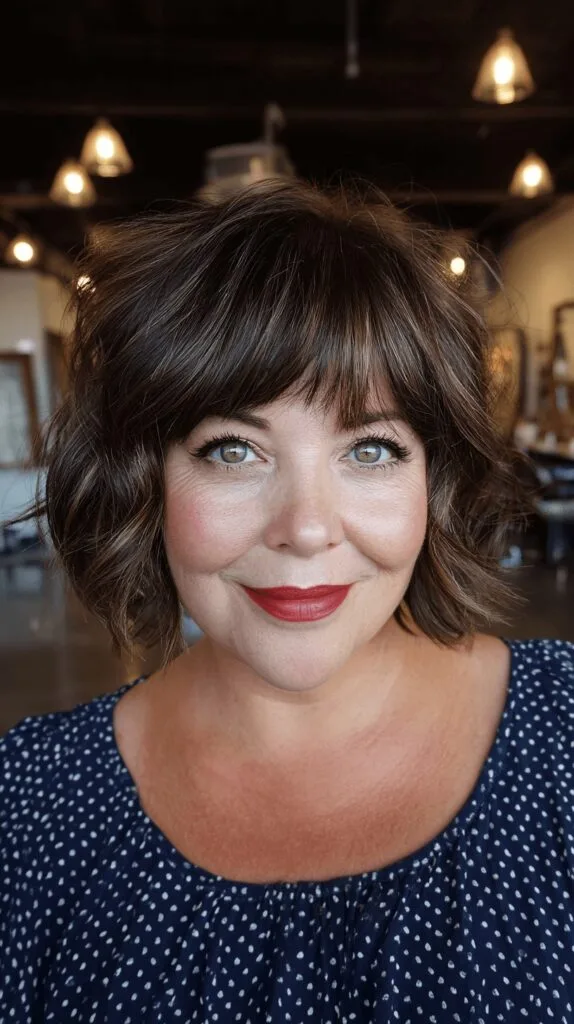 Chic Textured Bob with Playful Bangs