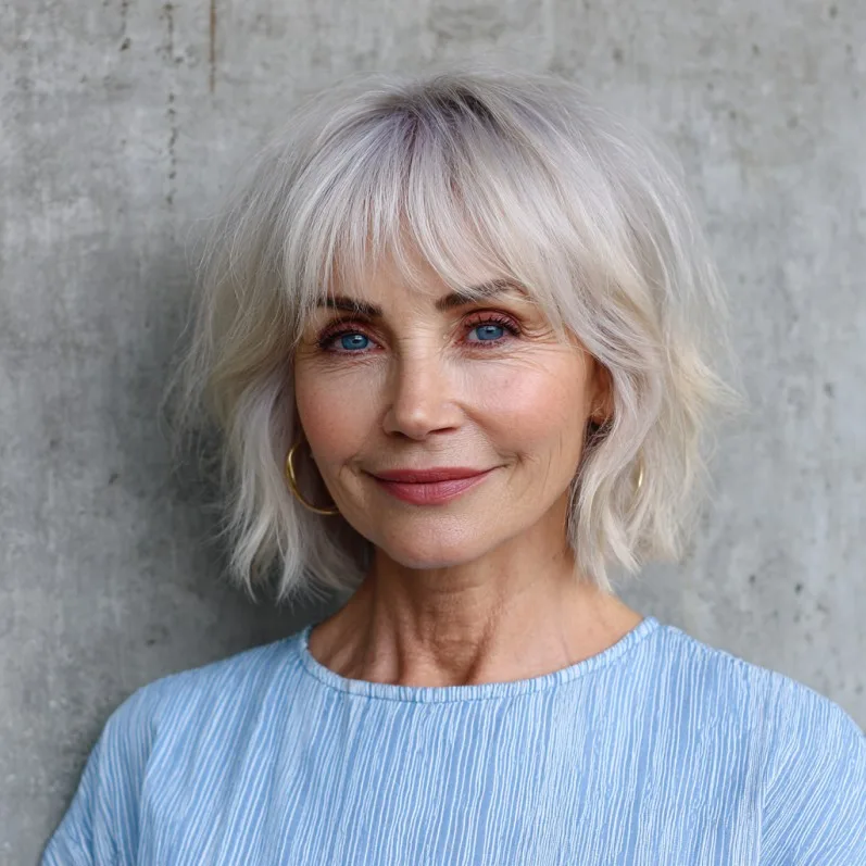 Chic Textured Bob with Soft Bangs
