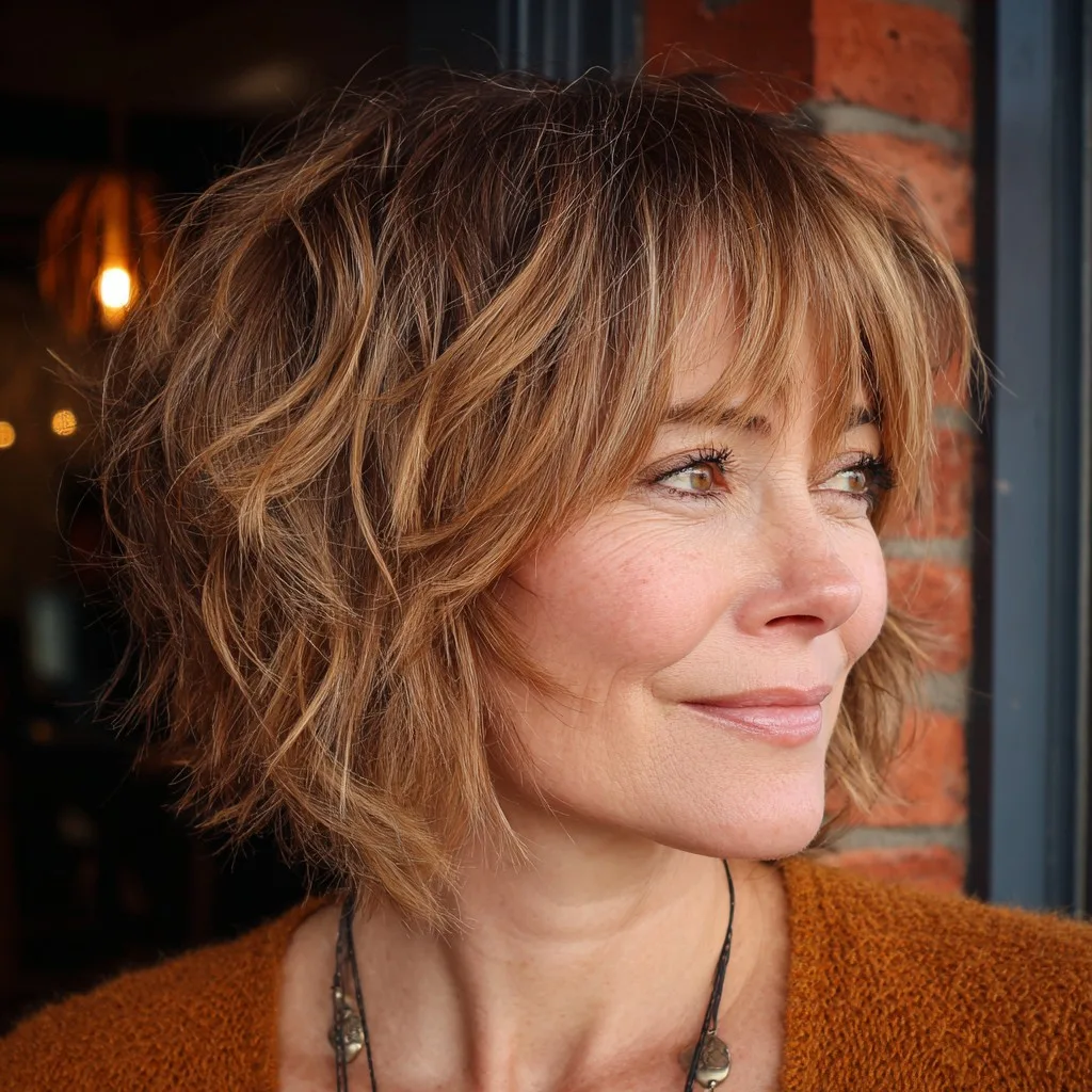 Chic Textured Bob with Soft Choppy Bangs
