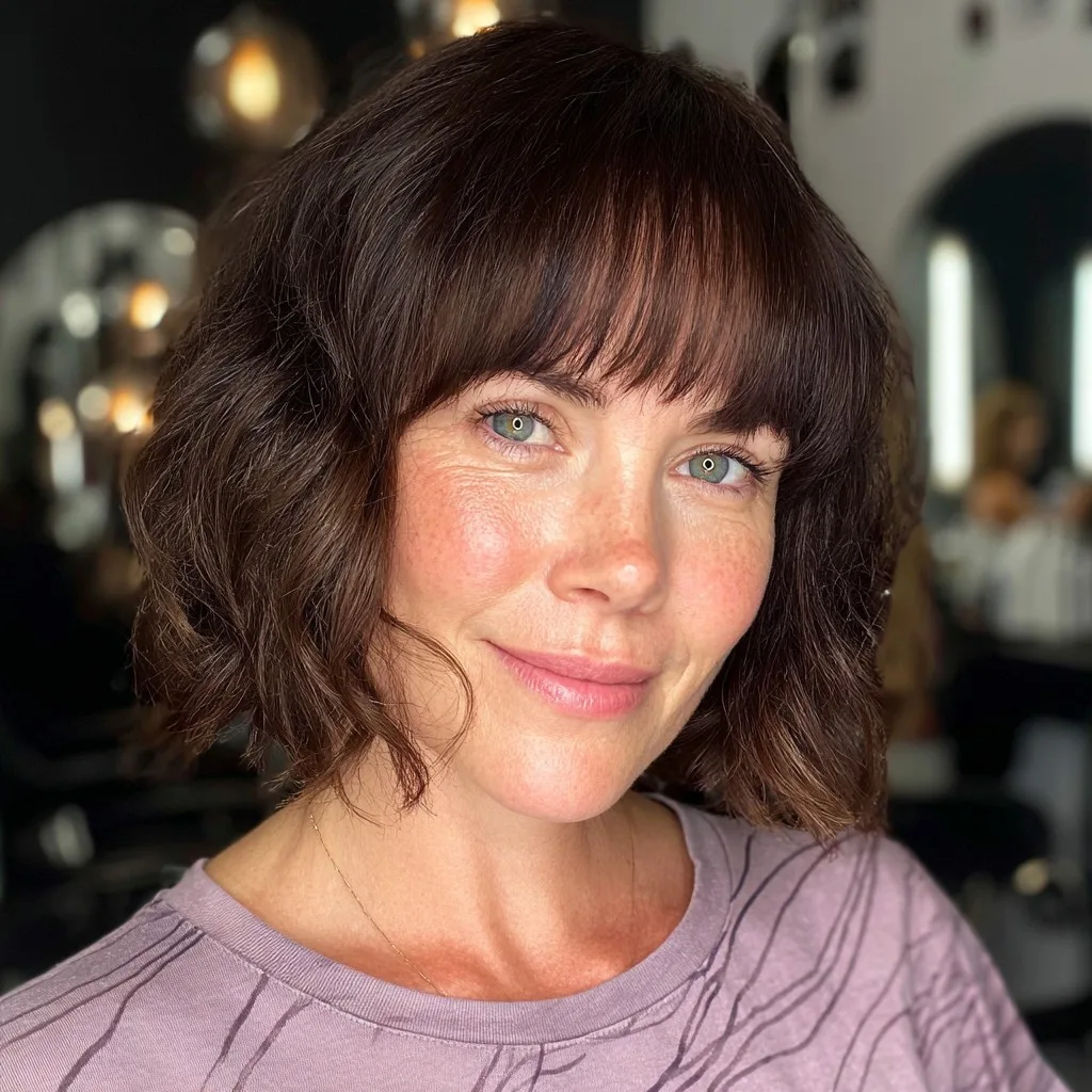 Chic Textured Bob with Soft Fringe