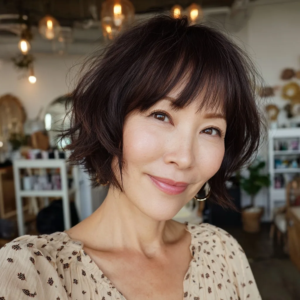 Chic Textured Bob with Soft Fringe