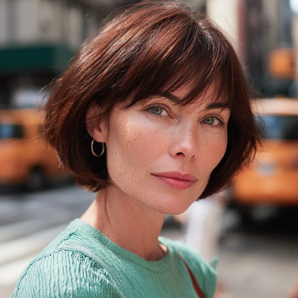 Chic Textured Bob with Subtle Bangs