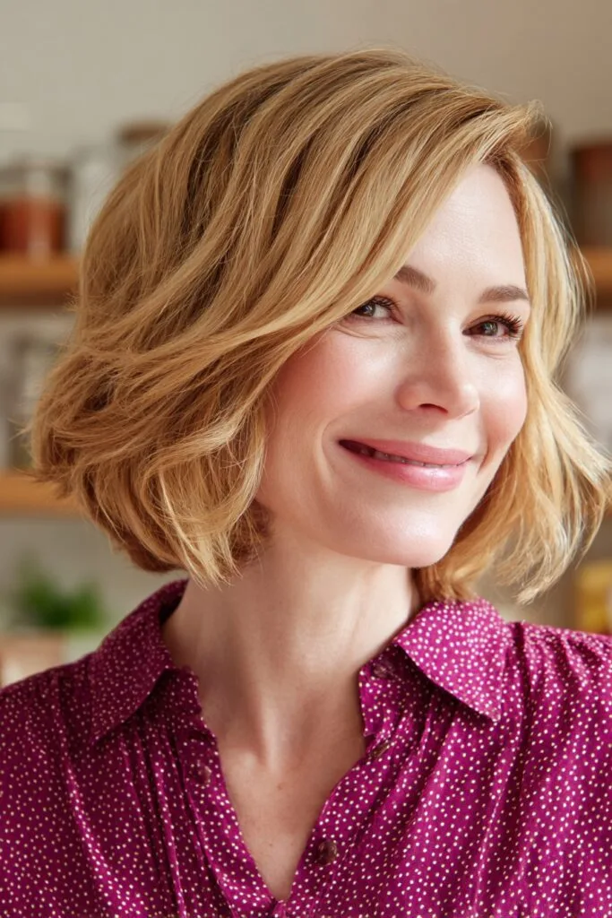 Chic Textured Bob with Subtle Highlights