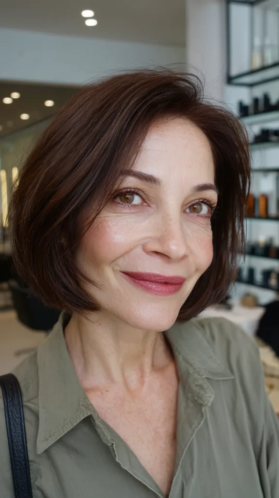 Chic Textured Brunette Bob with Subtle Movement