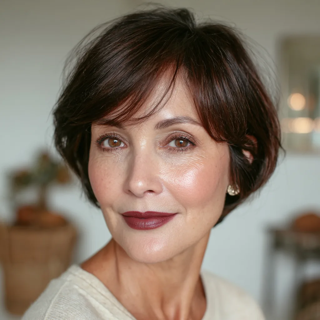 Chic Textured Chocolate Bob with Soft Layers