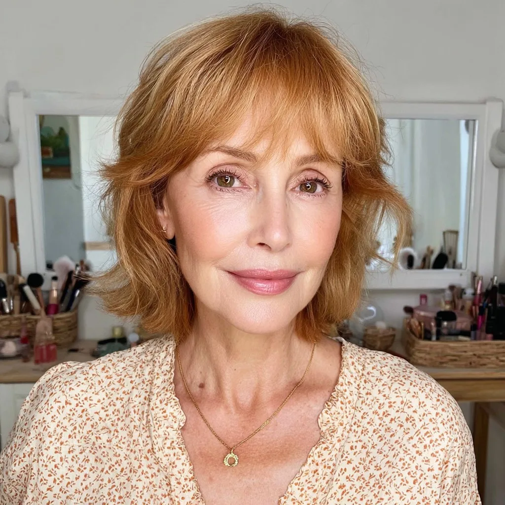 Chic Textured Copper Bob with Soft Layers