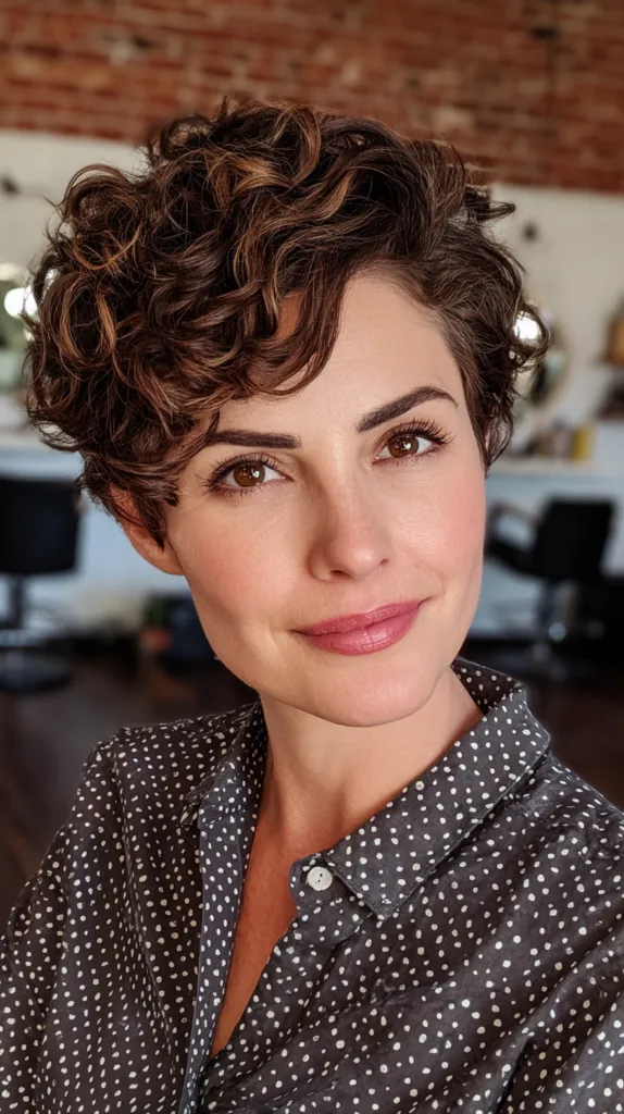 Chic Textured Curly Crop with Subtle Highlights