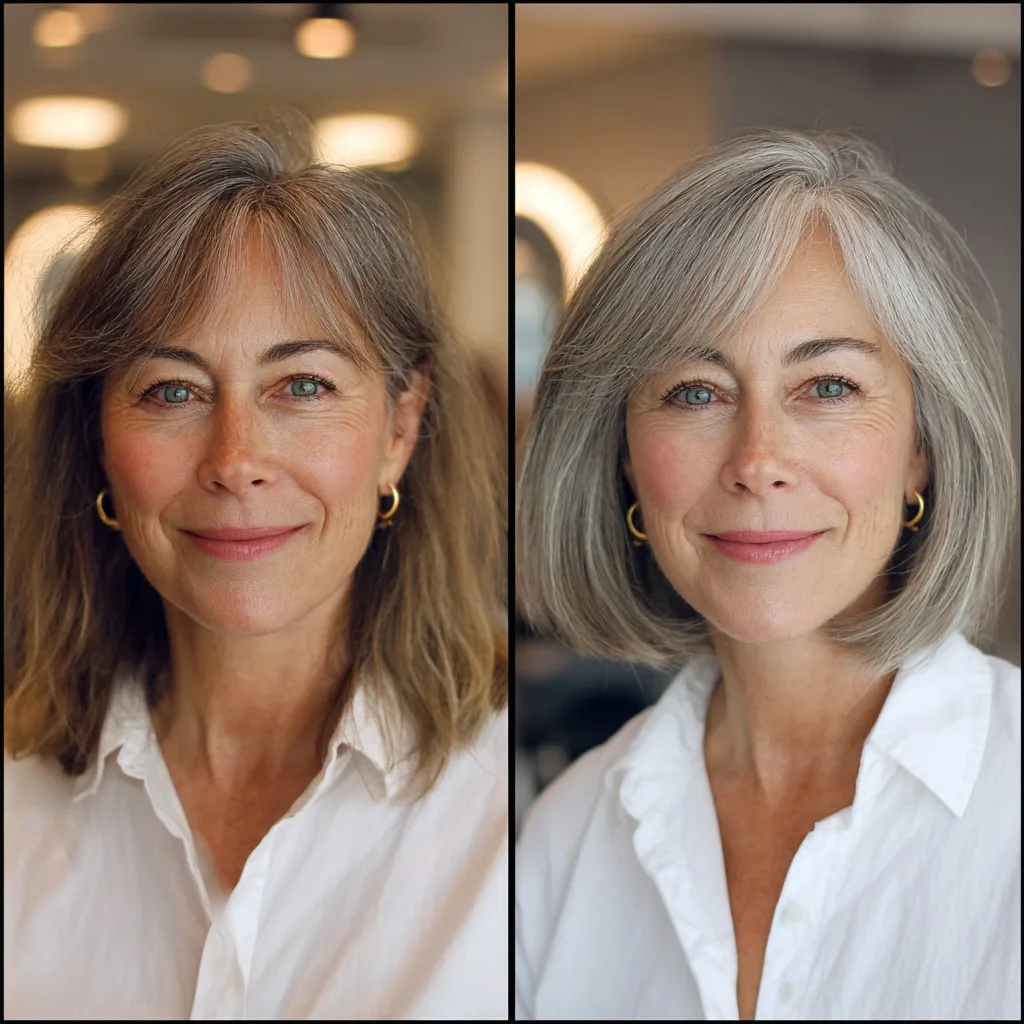 Chic Textured Gray Bob with Face-Framing Layers
