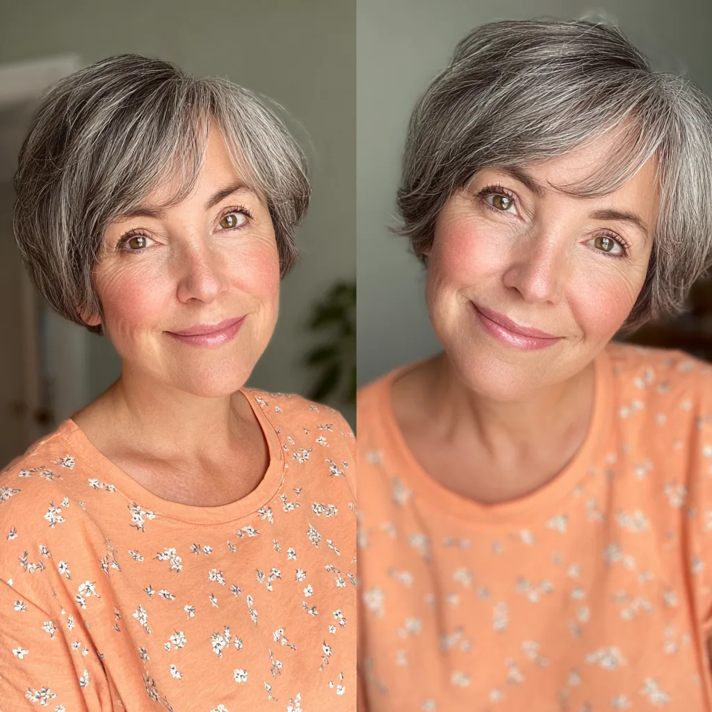 Chic Textured Gray Pixie Bob with Soft Layers