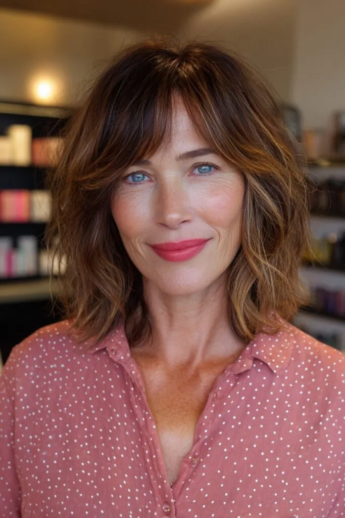 Chic Textured Lob with Soft Bangs