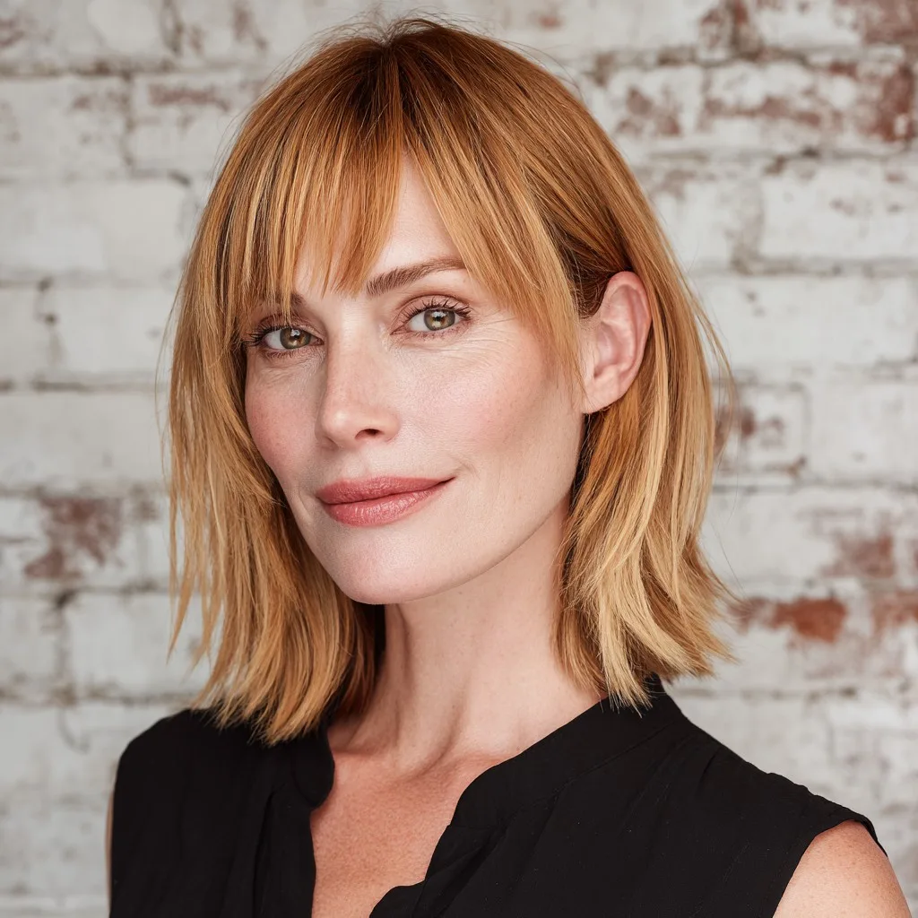 Chic Textured Lob with Subtle Choppy Bangs
