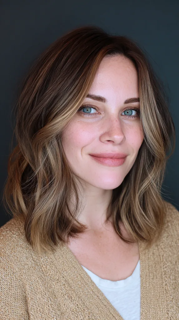 Chic Textured Lob with Subtle Highlights