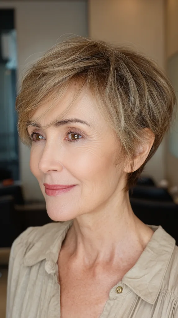 Chic Textured Pixie Cut for Mature Women