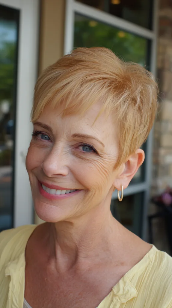 Chic Textured Pixie Cut with Soft Caramel Highlights