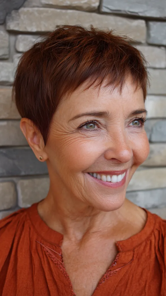 Chic Textured Pixie Cut with Subtle Copper Tones