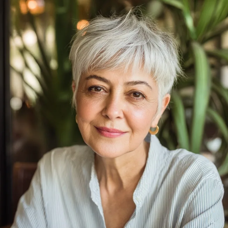 Chic Textured Pixie with Soft Silver Highlights