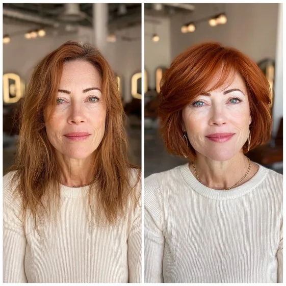Chic Textured Red Bob with Soft Layers