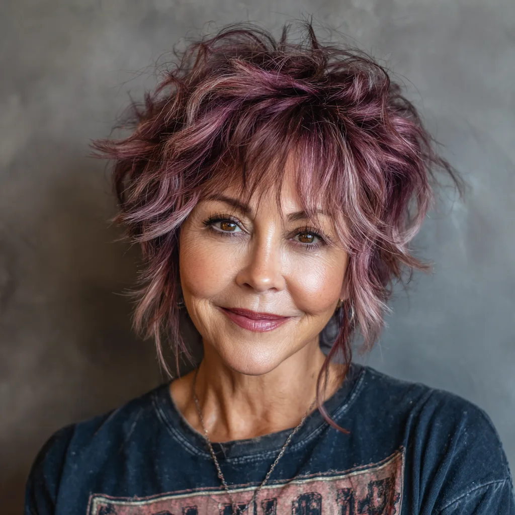 Chic Textured Shag with Bold Highlights