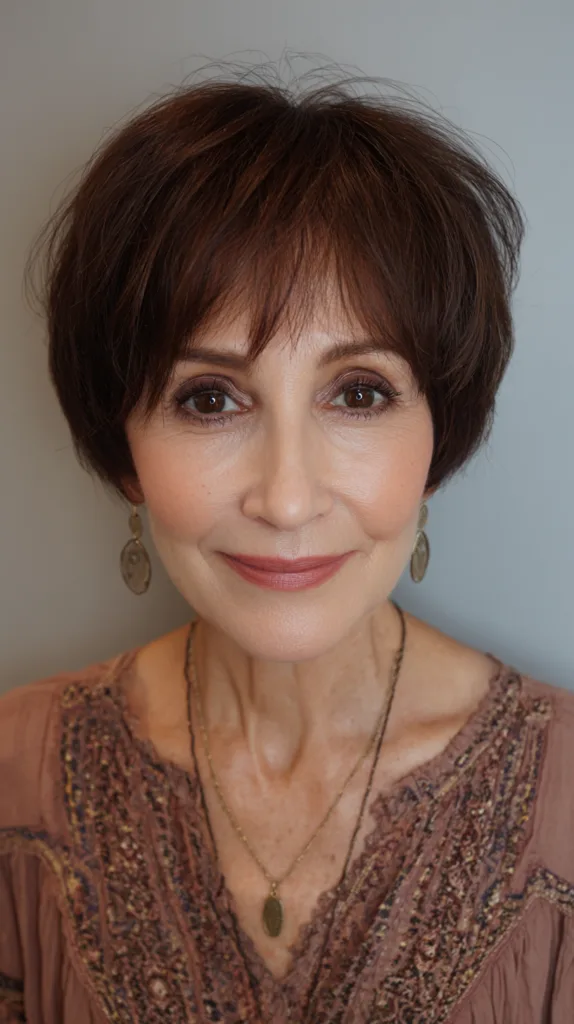Chic Textured Short Bob with Soft Fringed Bangs