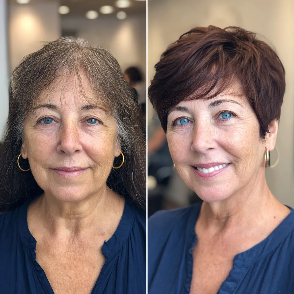 Chic Textured Short Crop with Rich Auburn Highlights