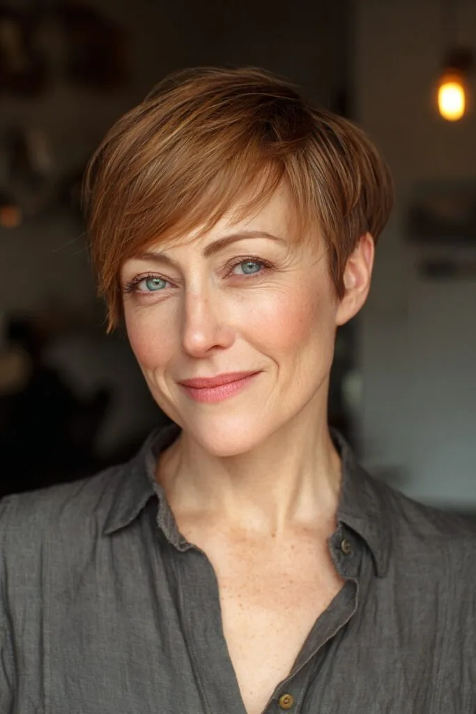 Chic Textured Short Cut with Side-Swept Bangs