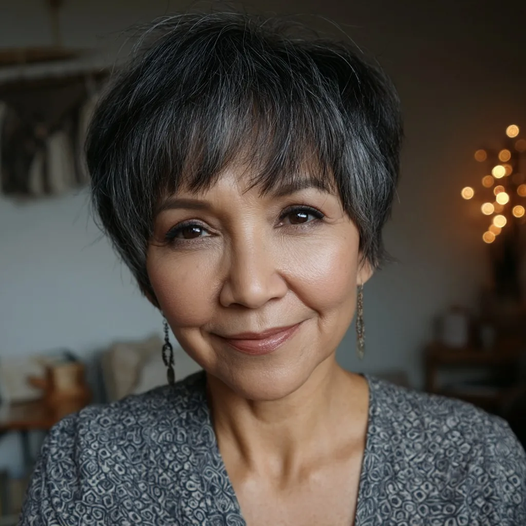 Chic Textured Short Pixie Bob with Face-Framing Layers