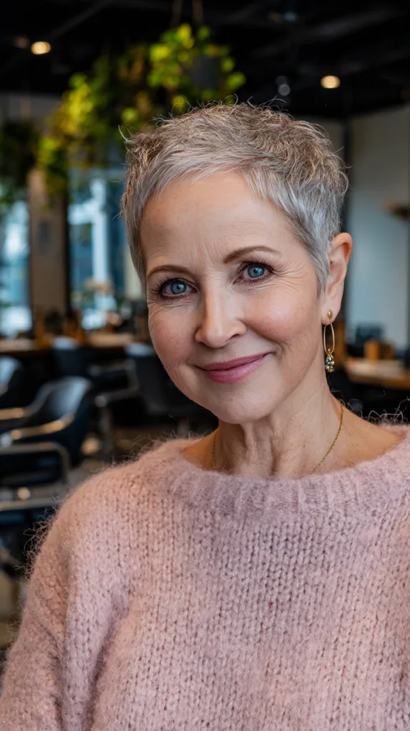 Chic Textured Short Pixie Cut with Subtle Highlights
