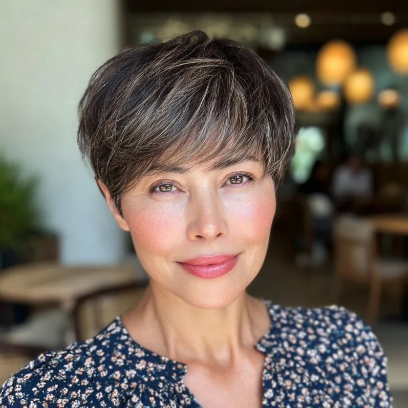 Chic Textured Short Pixie with Subtle Highlights
