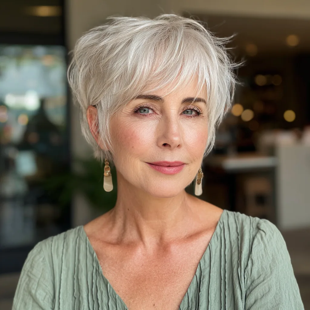 Chic Textured Silver Pixie Bob with Lively Movement
