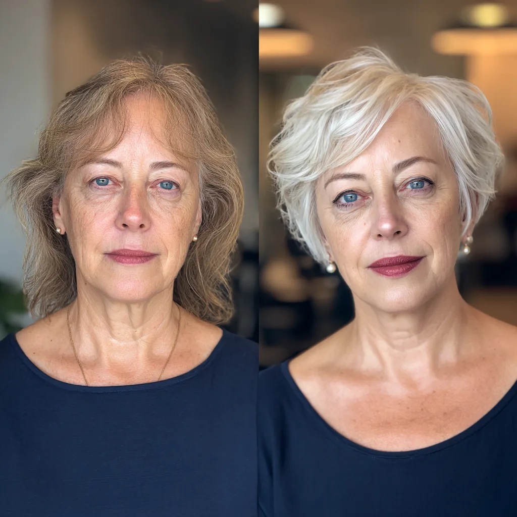 Chic Textured Silver Pixie Bob with Soft Waves