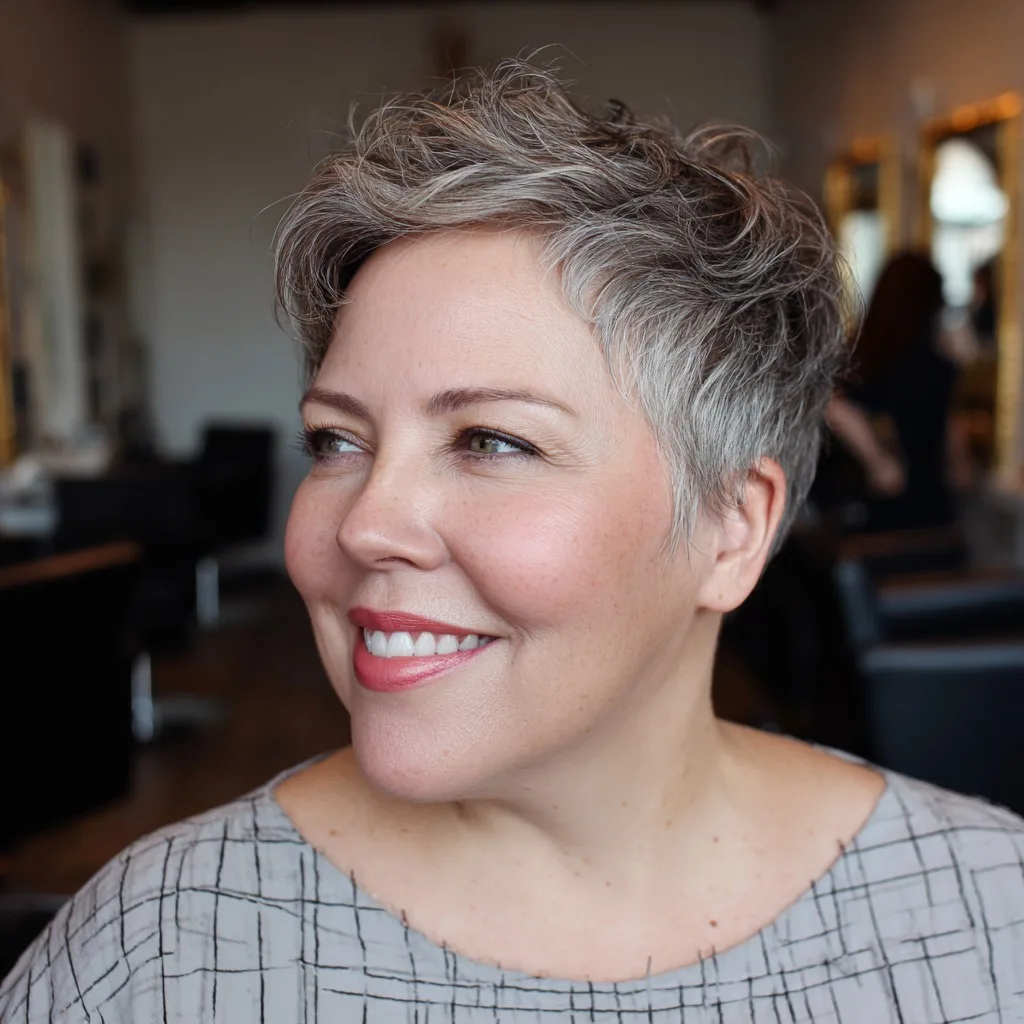 Chic Textured Silver Pixie Cut with Defined Layers