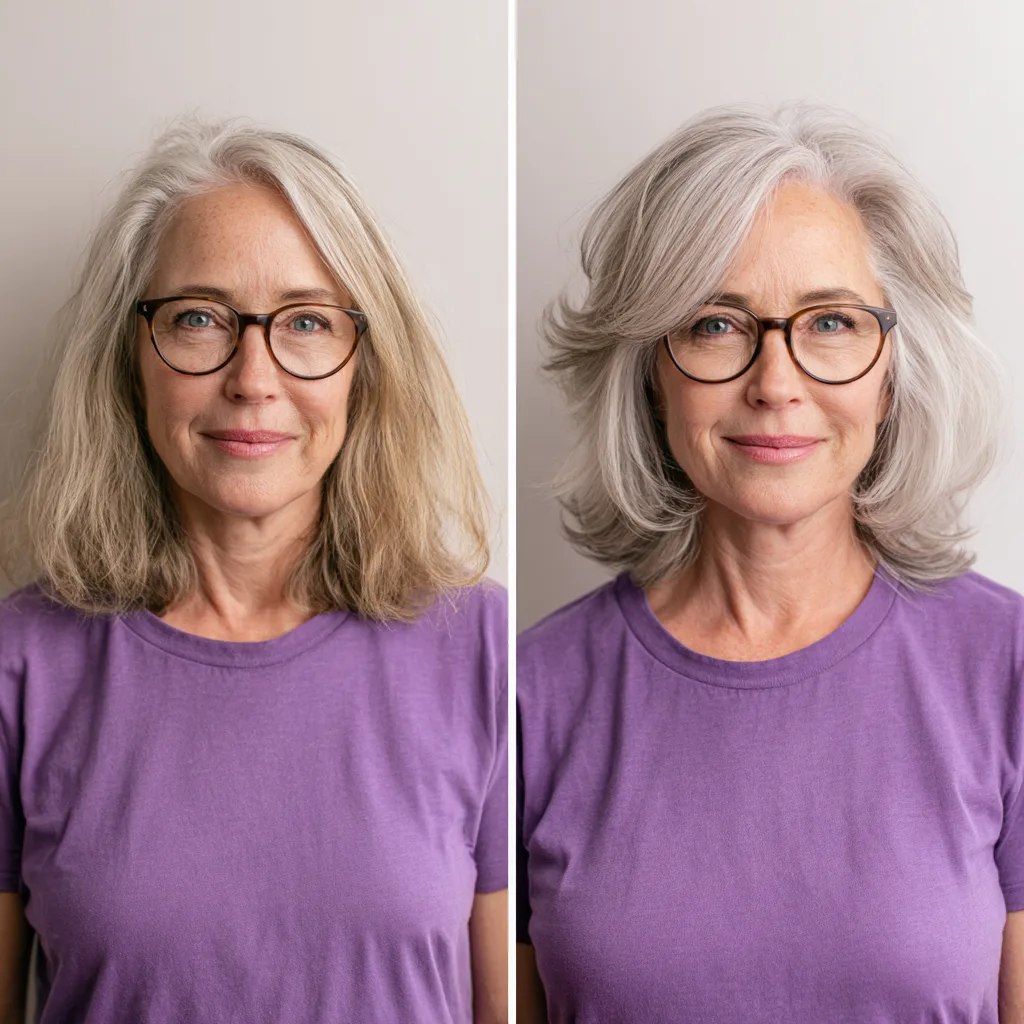 Chic Voluminous Layered Cut for Mature Hair