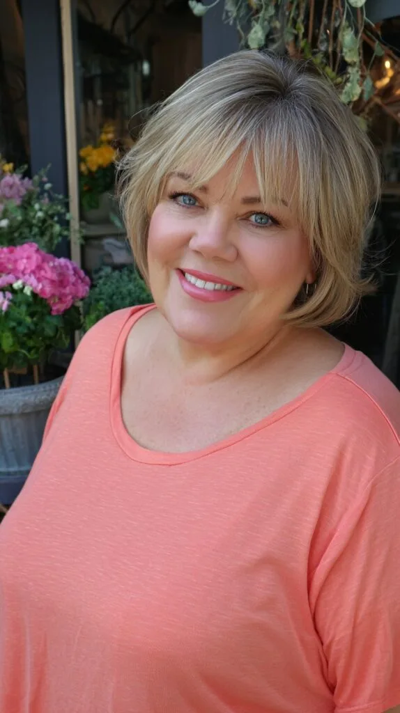 Chin-Length Layered Bob with Feathered Curtain Bangs