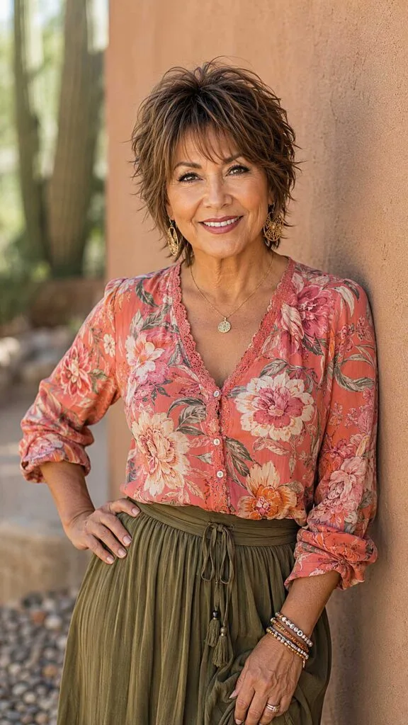 Choppy Brunette Desert Shag Wolfcut with Crown Layers