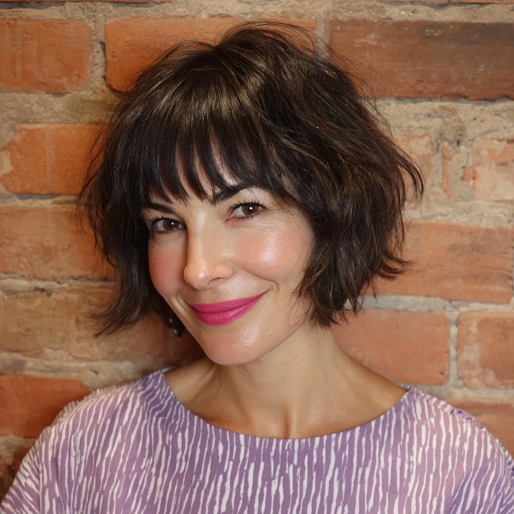Choppy Layered Bob with Playful Bangs