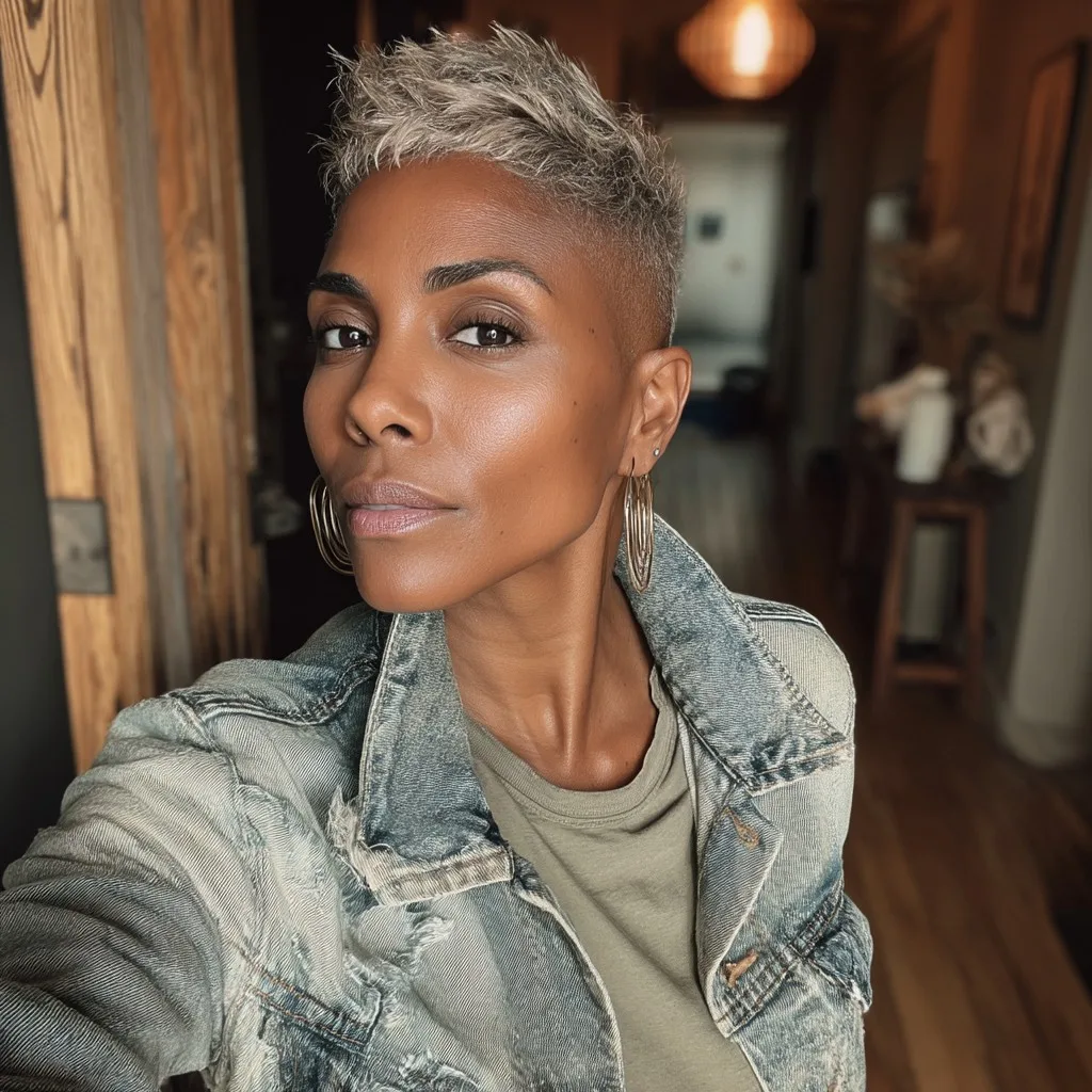 Choppy Platinum Pixie Cut