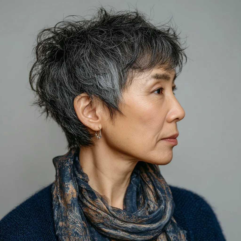 Choppy Silvery Pixie with Textured Layers