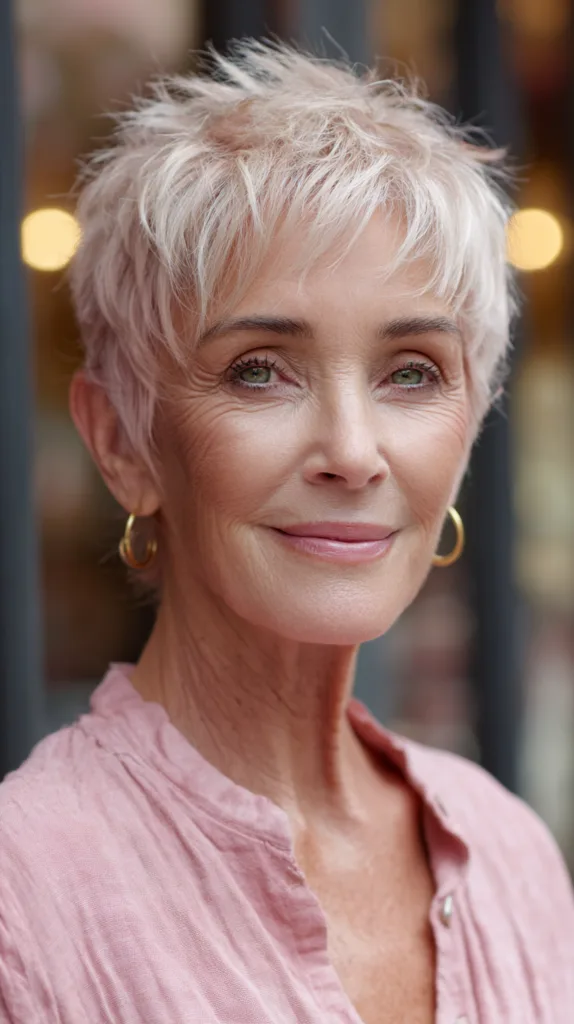 Choppy Textured Pixie Cut with Soft Pink Highlights