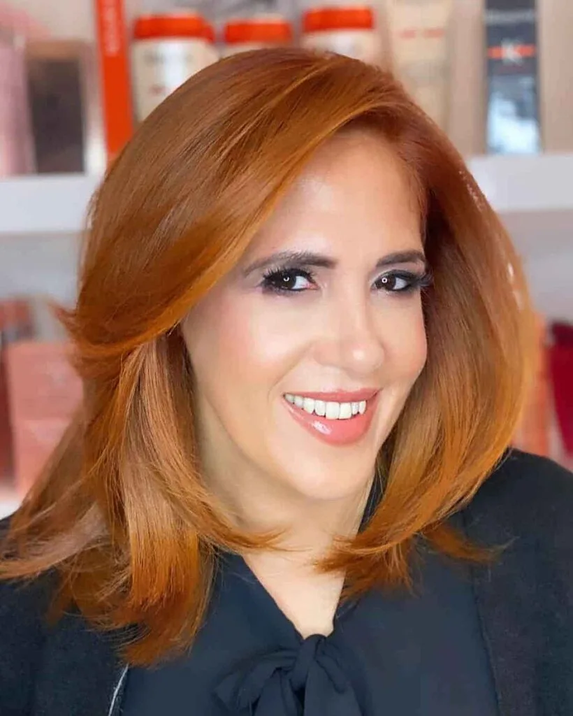 Cinnamon Ginger Fall-Inspired Hair Color for Ladies Over Forty