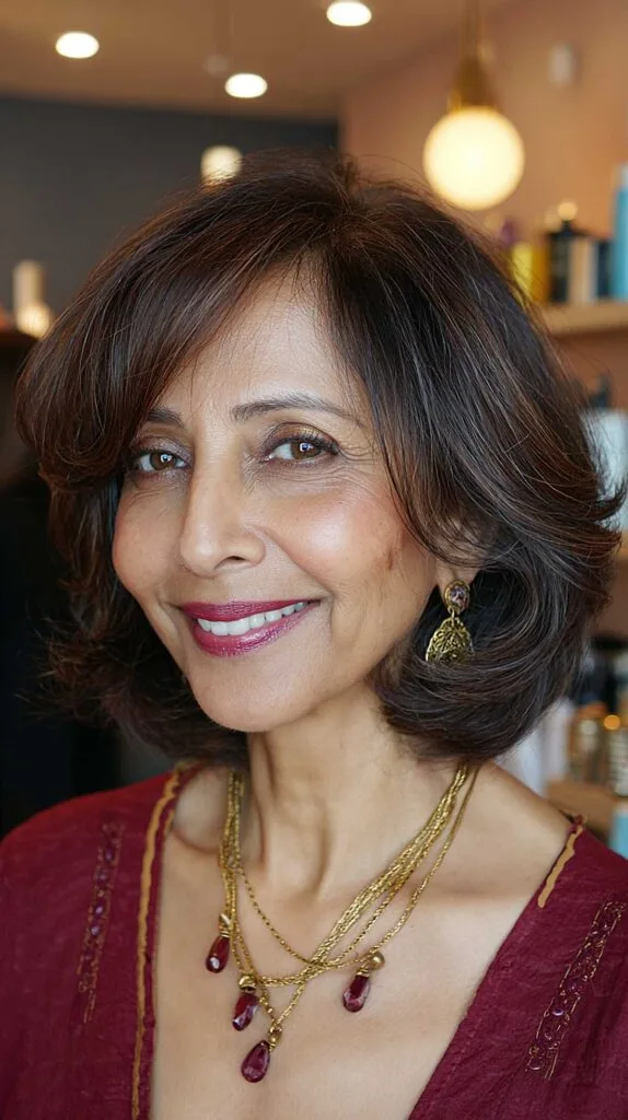 Classic dark bob with sweeping layered side pieces