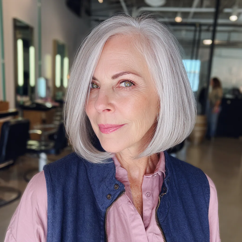 Classic Silvery A-Line Bob with Subtle Movement