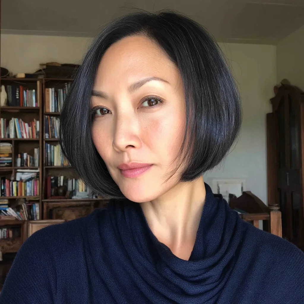 Classic Smooth Chin-Length Bob with Subtle Textured Ends